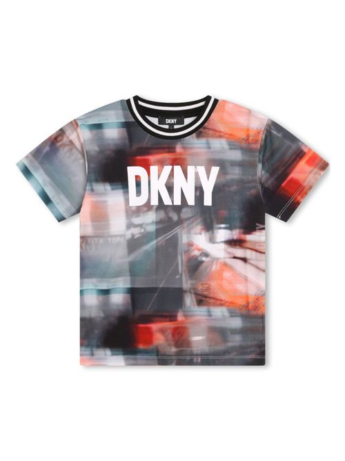Logo-print abstract-print T-shirt - Grey