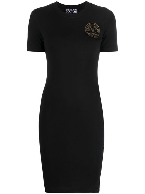 V-Emblem print T-shirt dress - Black