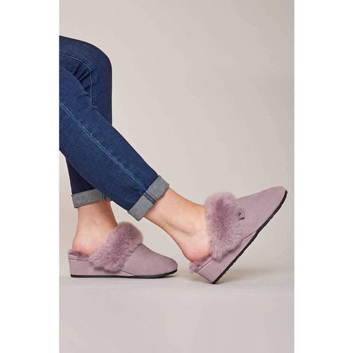 Moshulu 'charella' Sheepskin Wedge Slippers In Mauve