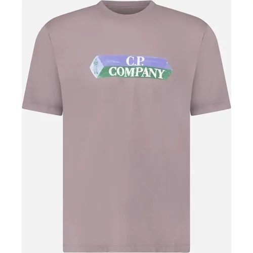 Men's CP Company Cotton-Jersey T-Shirt in Purple Dove