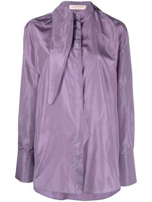 Valentino Garavani tied-neck silk shirt - Purple