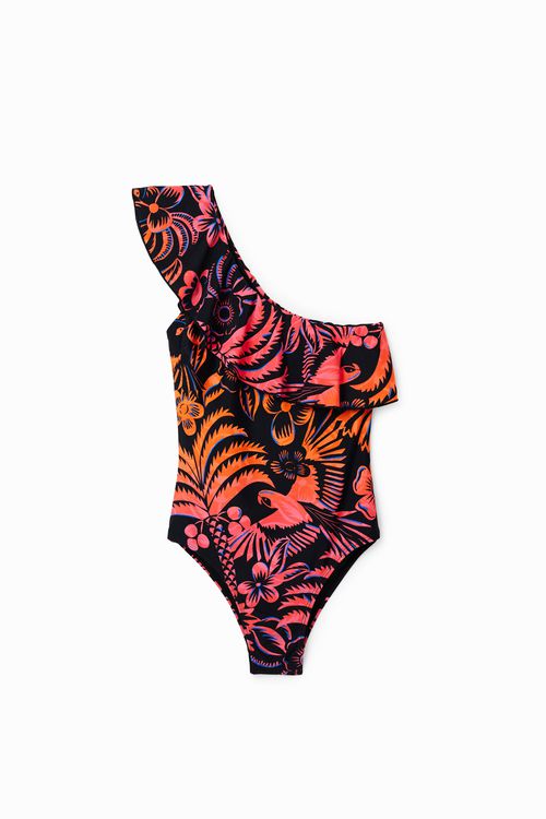 Asymmetric ruffle swimsuit
