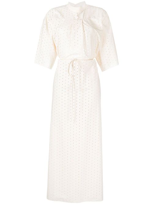 Bloom perforated midi dress - White