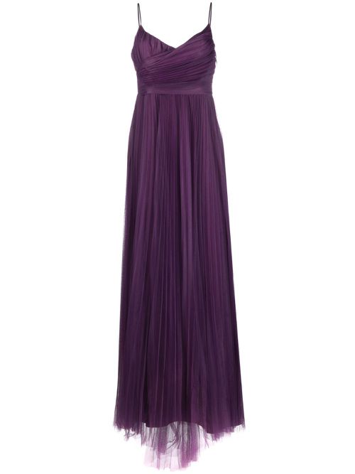 Pleated tulle maxi dress - Purple