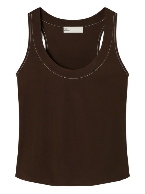 Contrast-stitched tank top - Brown