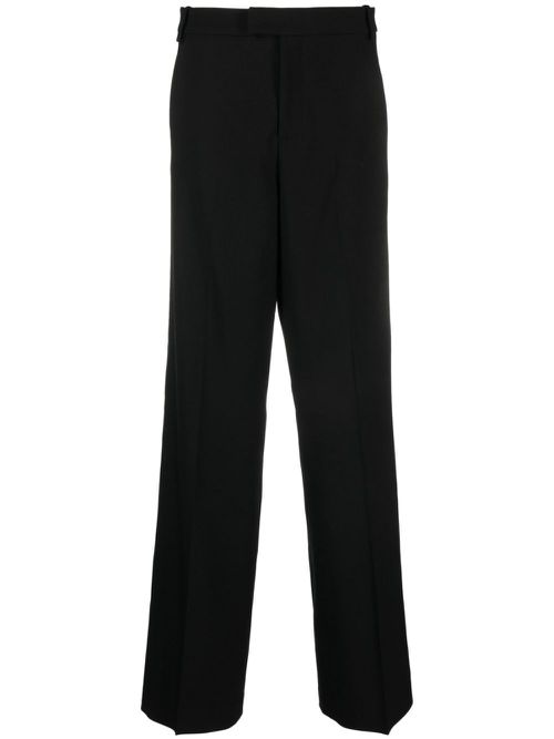 Pressed-crease twill straight-leg trousers - Black
