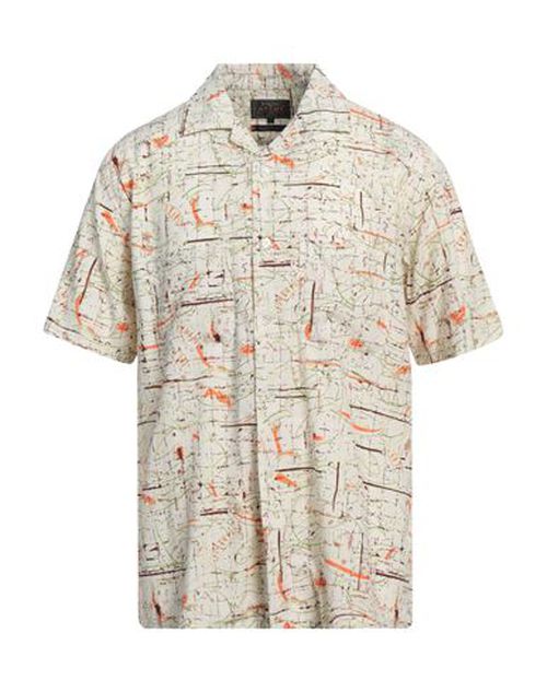 Man Shirt White Size L Rayon, Cotton