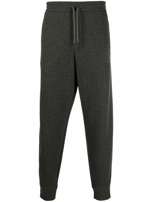 Ribbed side-stripe trousers - Green
