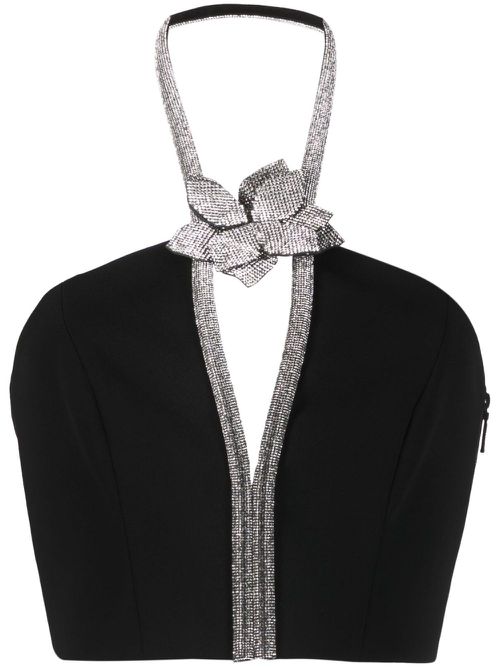 Rhinestone embellished stretch top - Black