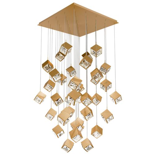 Aged Brass LED Chandelier from the Ice Cube Collection