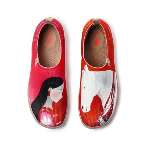 UIN Sneakers for Women Slip On Shoes Casual Comfortable Wide Lightweight Walking Fashion Tnenis Travel Art Painted Loafers