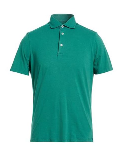 Silvery Man Polo shirt Green Size M Cotton, Elastane