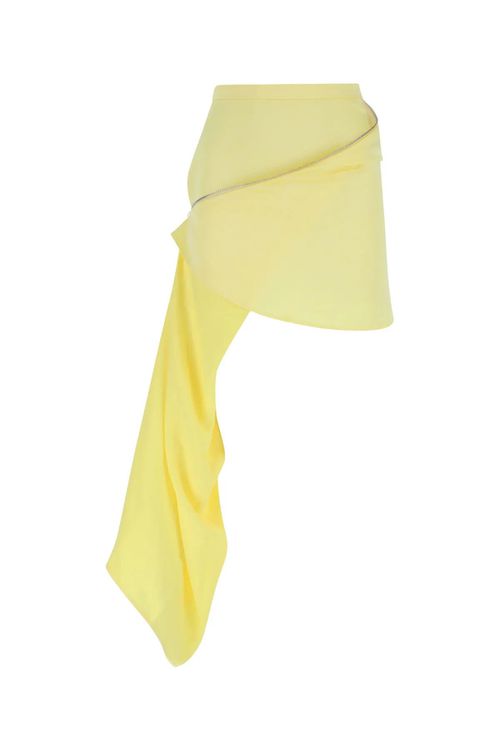 Pastel Yellow Satin Mini Skirt