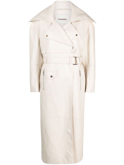 Marielle leather biker coat - Neutrals