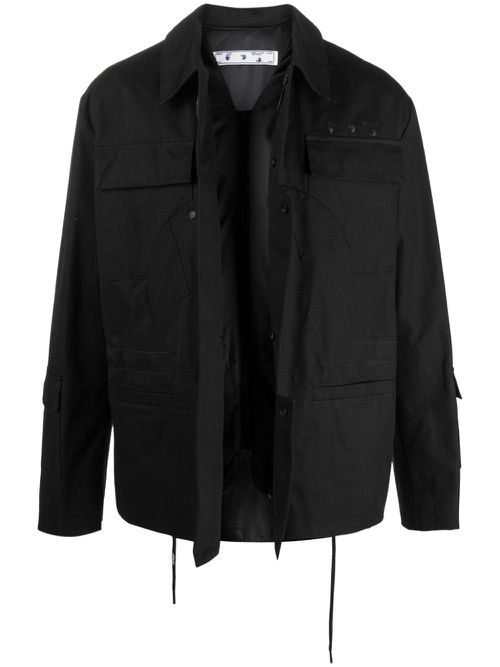 Logo-embroidered military jacket - Black