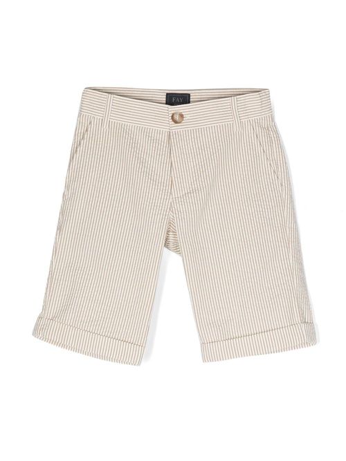 Stripe-print turn-up shorts - Neutrals