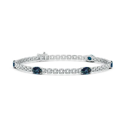 Angara 2.8 Carats Five Stone Oval Lab-Grown Alexandrite Station Link Bracelet in 14K White Gold