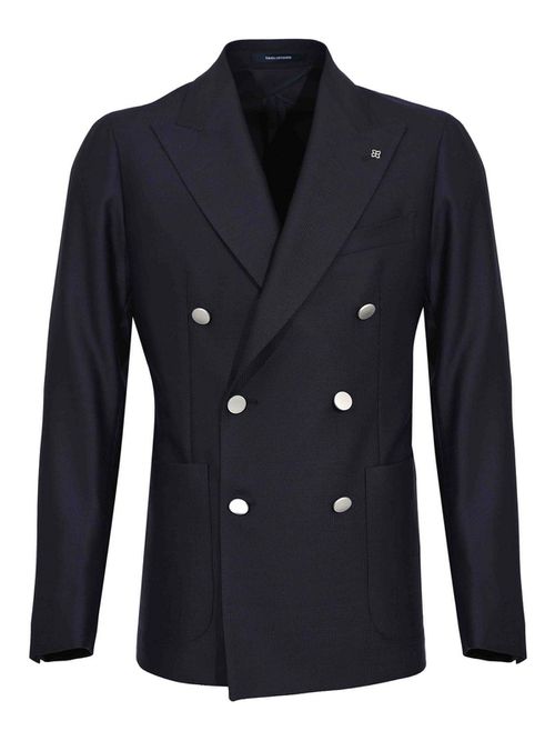 Double-breasted jacket in navy virgin wool