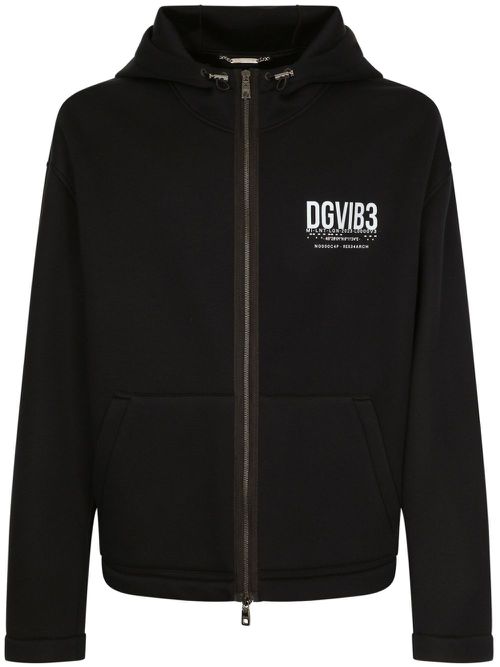 Logo-print hooded jacket - Black
