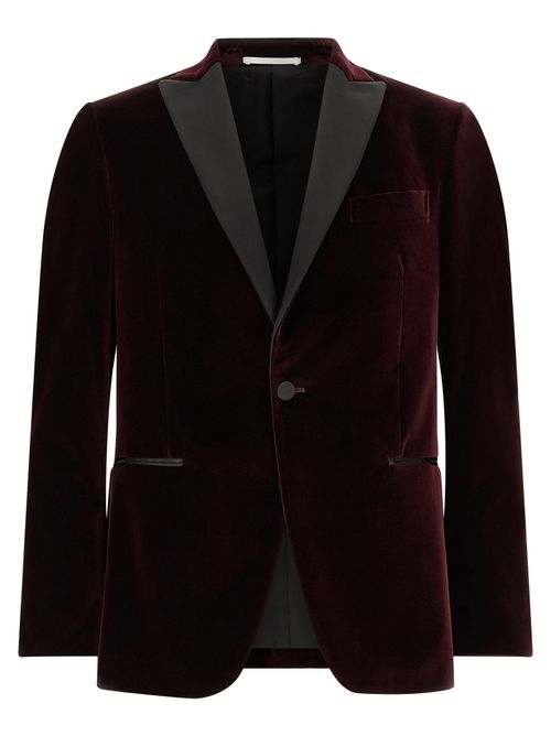 Cotton Velvet Blazer — Burgundy