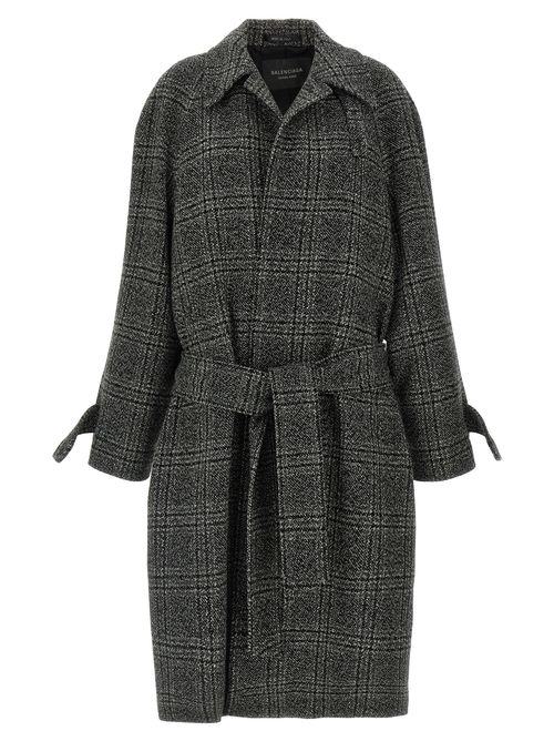 Wool Check Coat — Black