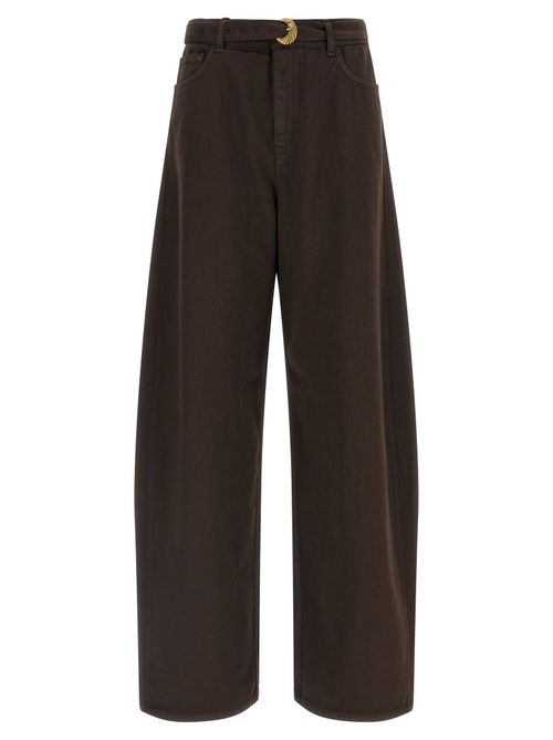 Barrel-Fit High-Waist Jeans — Brown