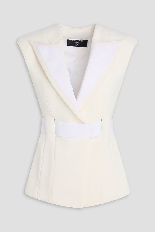 Velvet-trimmed scuba vest - White - FR 34