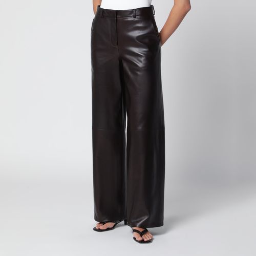 Nour Hammour Coda Wide-Leg Brown Leather Trouser