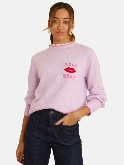 Love & roses Pullover lilla chiaro / rosa scuro / rosso