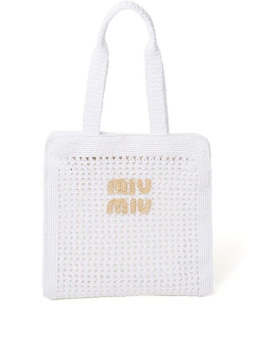 Miu Miu | logo-appliqué crochet bag - White | Realry display picture 1