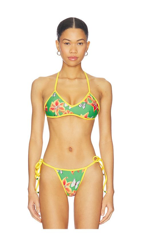 Juliet Johnstone Painted Lady Bikini Top in Green. - M also in L