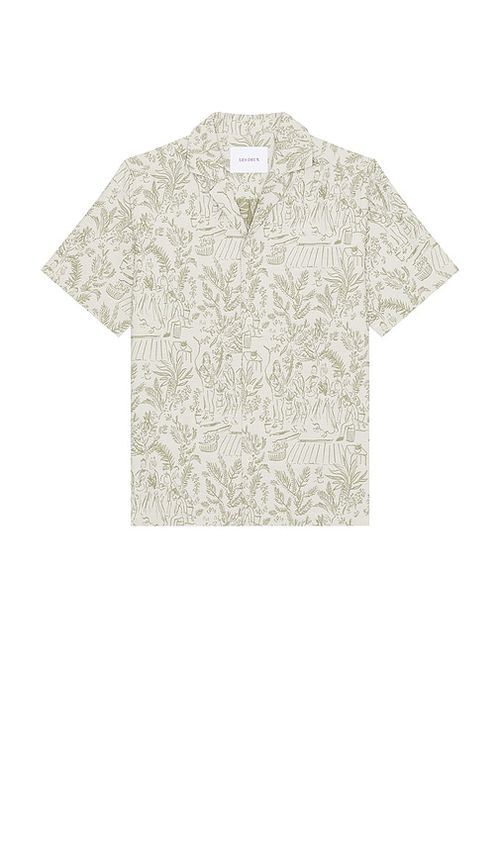 Les Deux Lesley Dancing Jacquard Shirt in Green. -  XL/1X also in