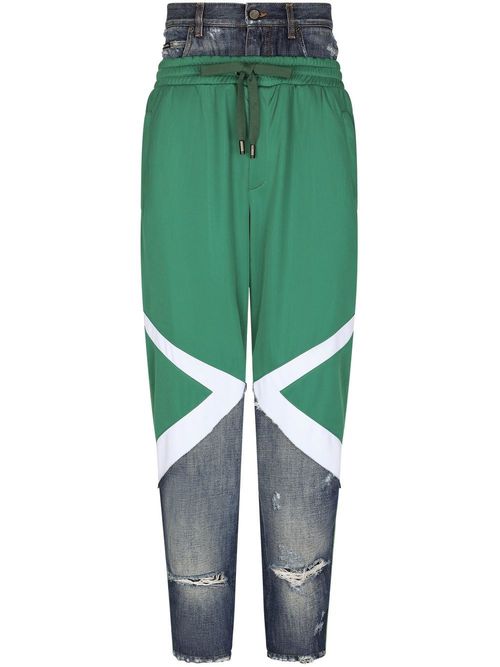 Panelled straight-leg jeans - Green