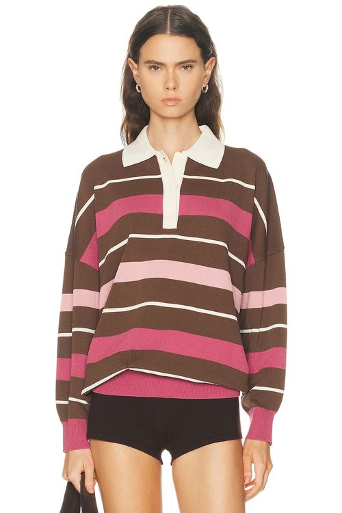 SEROYA Taby Sweater in Sable Stripe - Brown,Pink. L also in M