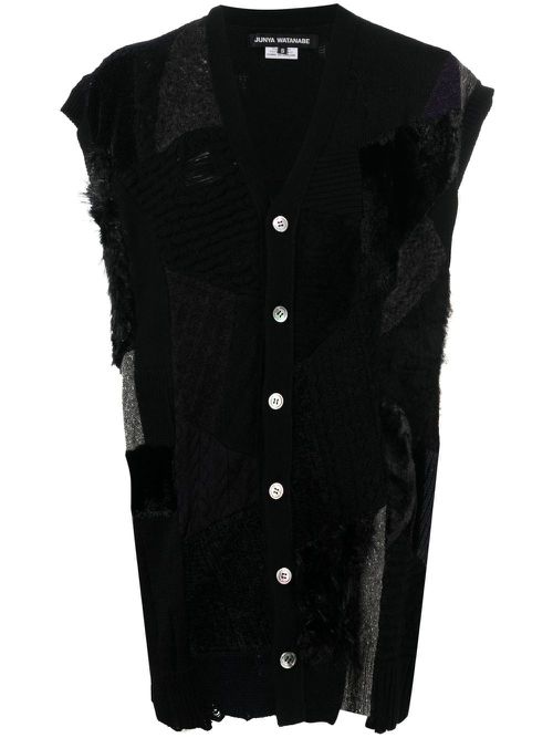 Patch-detail knit vest - Black