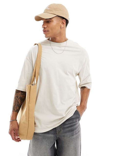 Super oversized T-shirt in beige-Neutral