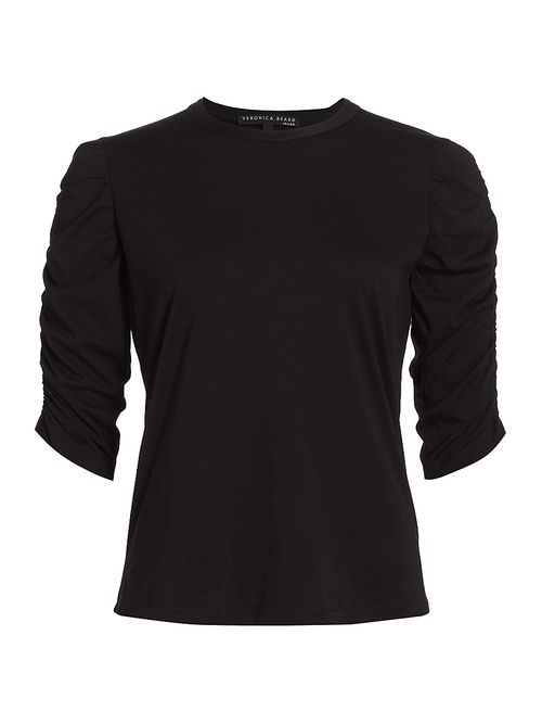 Women's Waldorf Ruched-Sleeve T-Shirt - Black