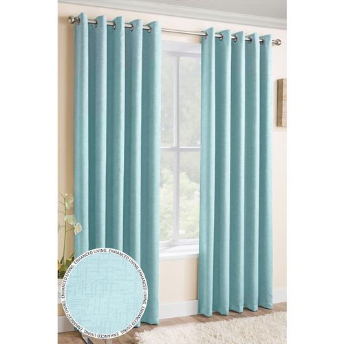 Vogue' Sky Blue Eyelet Thermal Noise Reducing Dim Out Curtains Pair