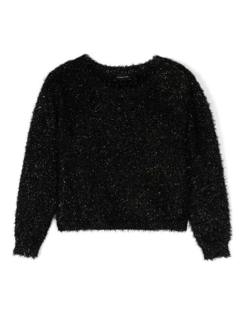 Crew-neck faux-shearling jumper - Black