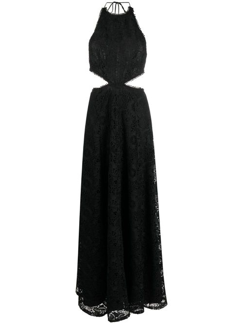 Doro lace halterneck maxi dress - Black
