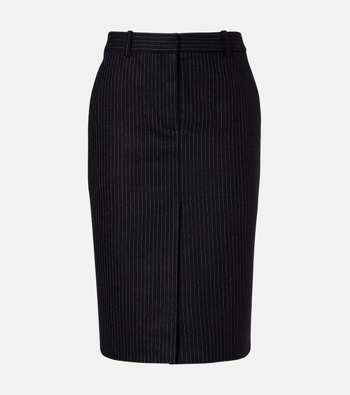 Pinstriped wool-blend pencil skirt