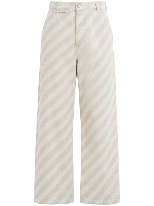 Striped cotton trousers - Neutrals