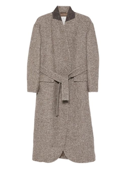 Belted Tweed Coat — Beige