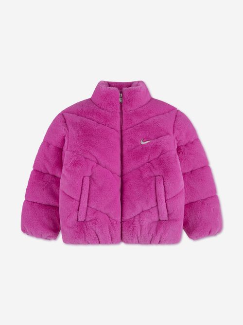 Girls Quilted Faux Fur Jacket in Pink 6 Years By Childsplay Clothing