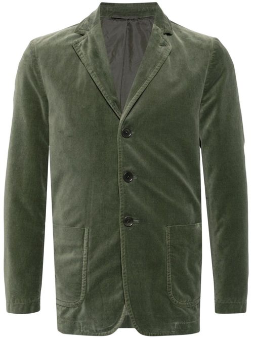 Velvet single-breasted blazer - Green