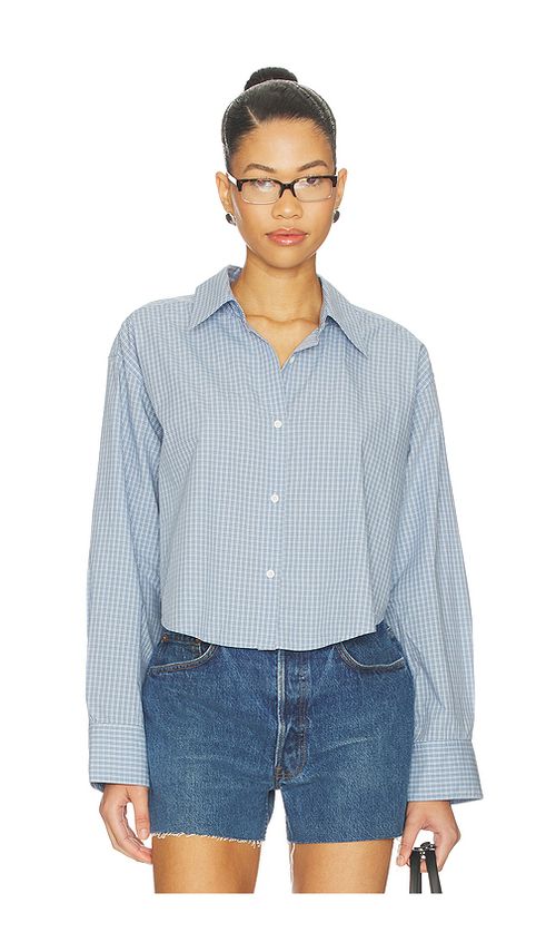 Citizens of Humanity Ana Cropped Shirt in Blue. XS. Also in S, M
