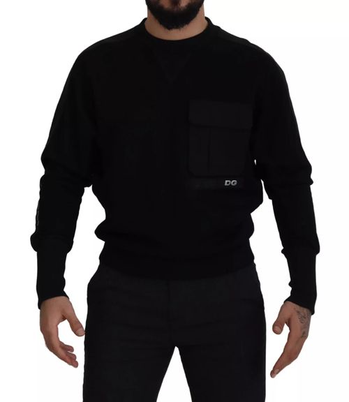 Cotton Crewneck Sweatshirt — Black