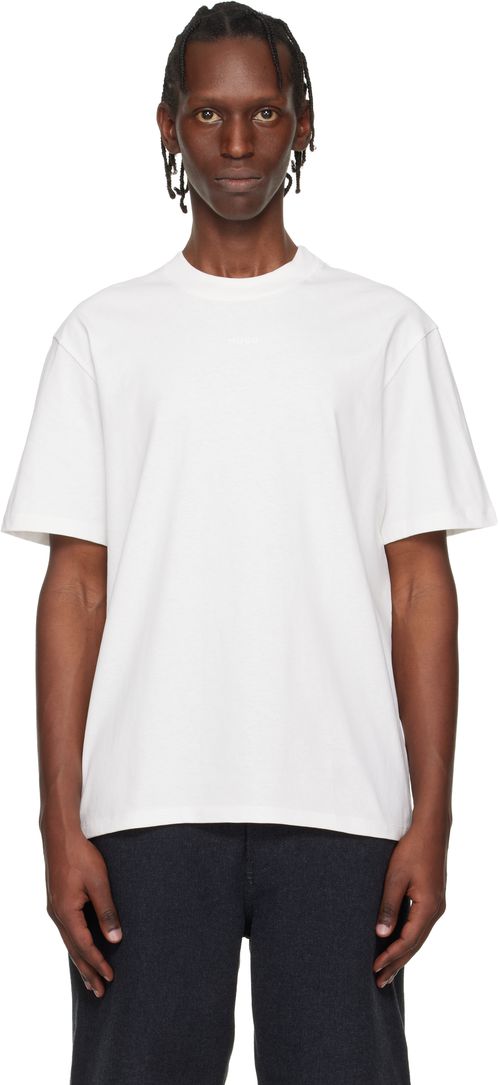 White Relaxed-Fit Logo-Print T-shirt