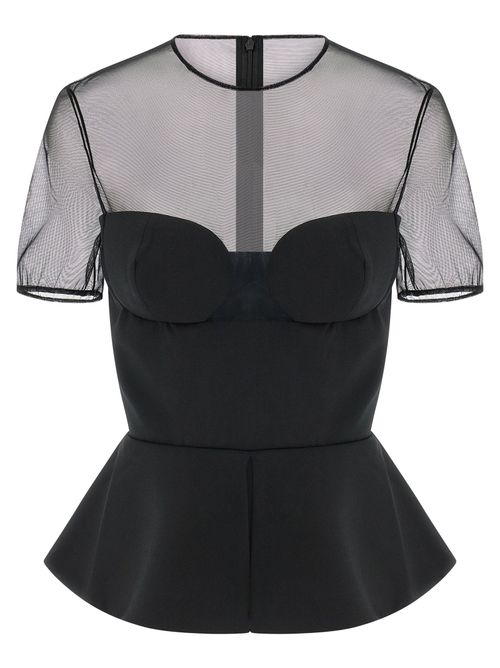 Tailored Bustier With Sheer Neckline Top