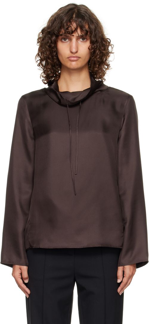 Brown Cyna Silk Blouse